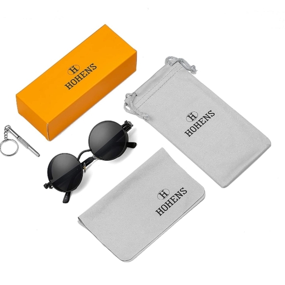 Vintage retro Round Steampunk Sunglasses Women Men - Picture 6 of 8